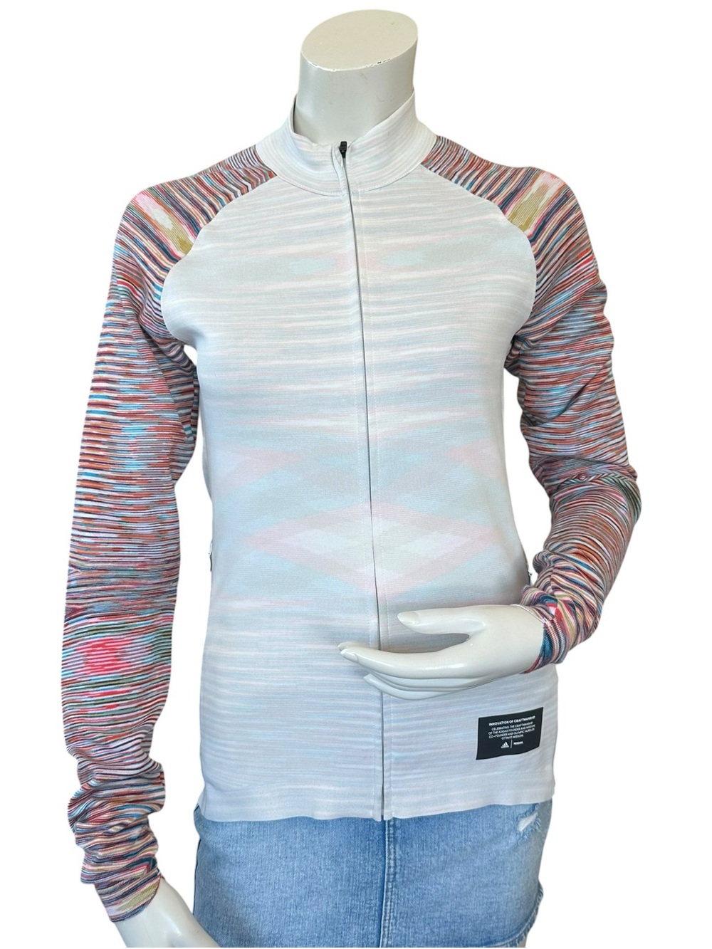 Adidas x Missoni White Multicolor Zip Up Wool Blend Running Jacket Size XS